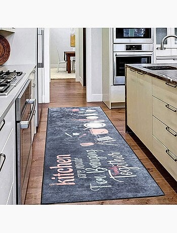 Tapis de Cuisine "Family Together" - 50x180 / Noir