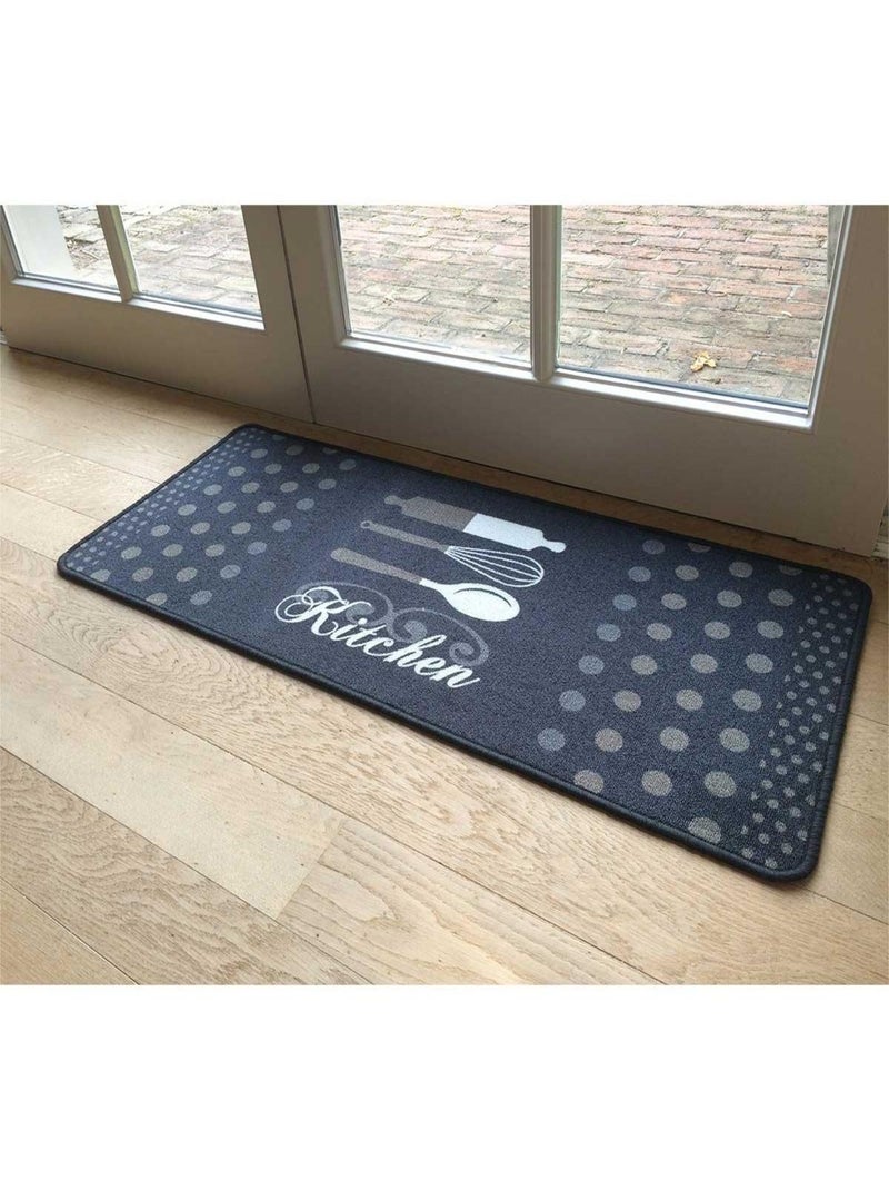 Tapis De Cuisine Gris Motif Kitchen gris anthracite - Kiabi