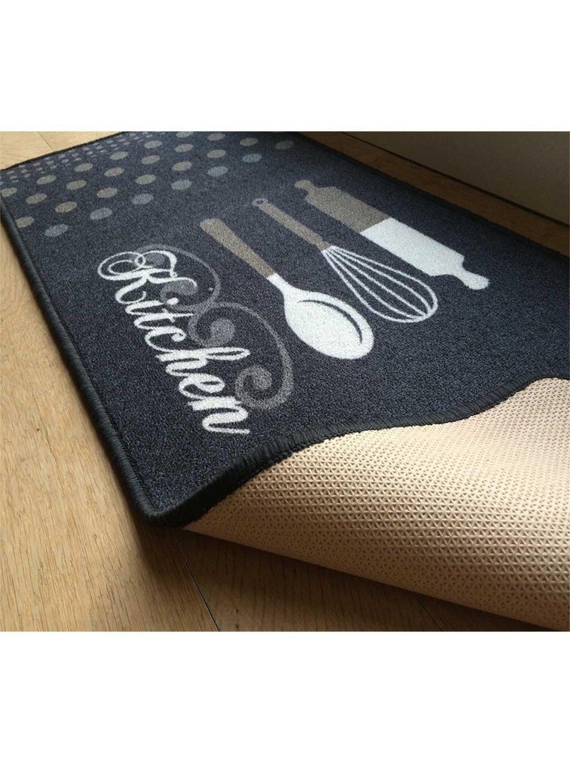 Tapis De Cuisine Gris Motif Kitchen gris anthracite - Kiabi