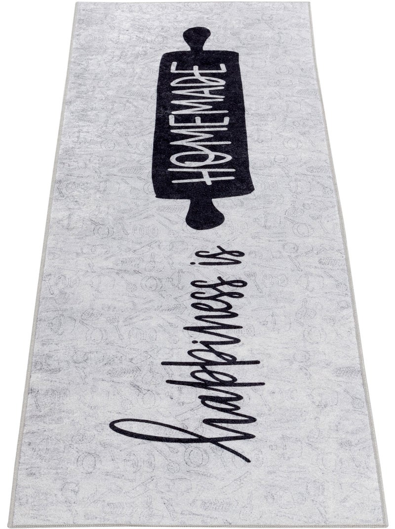 Tapis de Cuisine “Happiness is Homemade” Gris - Kiabi