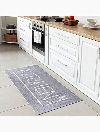 Tapis de Cuisine "KITCHEN" Gris/Blanc - 80x200 / Gris
