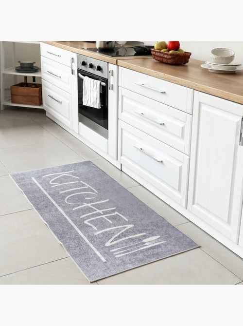 Tapis de cuisine "kitchen" gris/blanc - 80x200 / gris - Kiabi Tapis de cuisine "kitchen" gris/blanc - 80x200 / gris - Kiabi