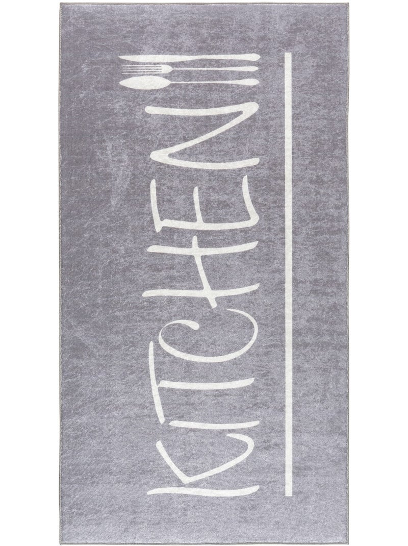 Tapis de Cuisine "KITCHEN" Gris/Blanc - 80x200 / Gris Gris - Kiabi