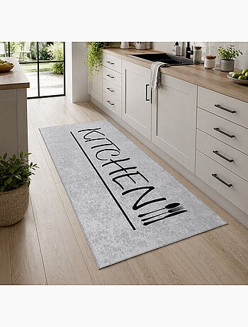 Tapis de Cuisine "KITCHEN" Gris/Noir - 80x200 / Gris