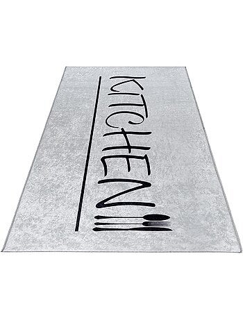 Tapis de Cuisine “KITCHEN” Gris/Noir