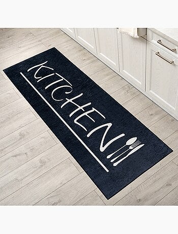Tapis de Cuisine "KITCHEN" Noir - 80x150 / Noir