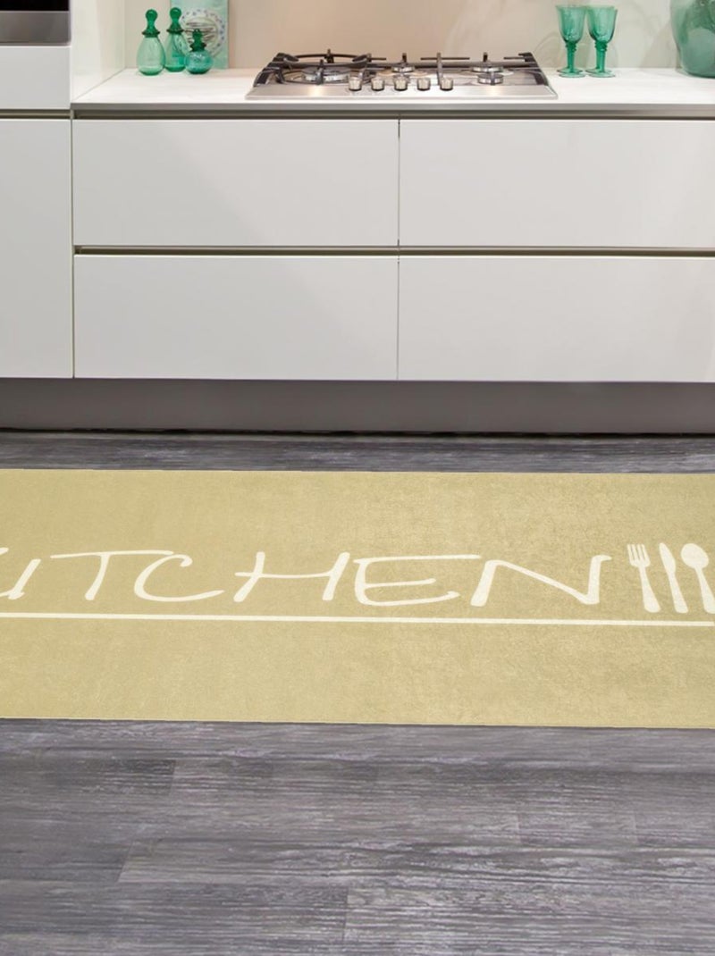 Tapis de cuisine lavable 30° LYN11 IMP Beige - Kiabi