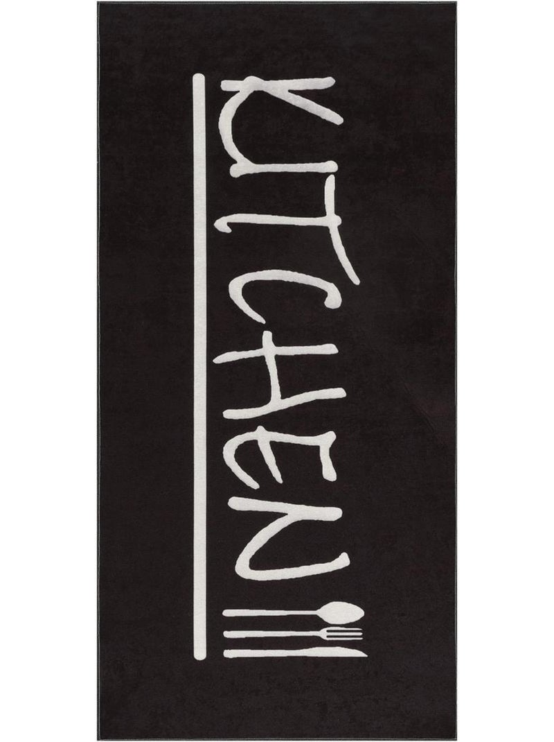 Tapis de cuisine lavable 30° LYN11 IMP Noir - Kiabi