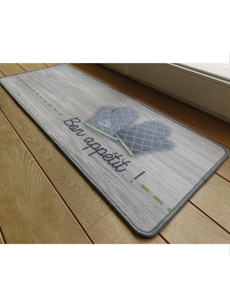 Tapis De Cuisine Motif Bon Appétit gris anthracite - Kiabi