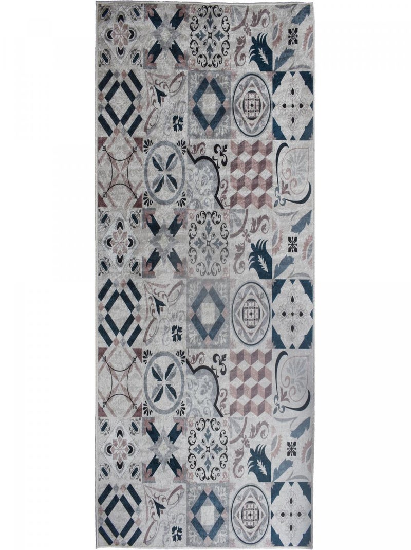 Tapis de cuisine motif carreaux de ciment LYN11 CAROMENT A Ecru - Kiabi