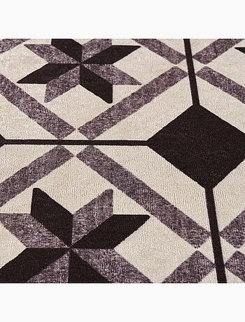 Tapis de cuisine motif carreaux de ciment LYN11 N&B