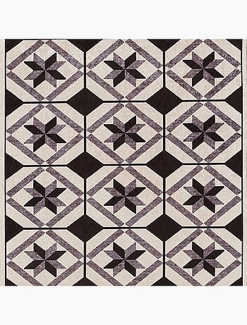 Tapis de cuisine motif carreaux de ciment LYN11 N&B