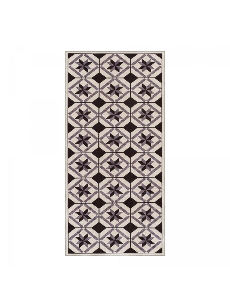 Tapis de cuisine motif carreaux de ciment LYN11 N&B Noir - Kiabi