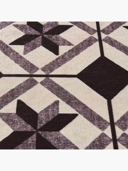 Tapis de cuisine motif carreaux de ciment LYN11 N&B - Kiabi