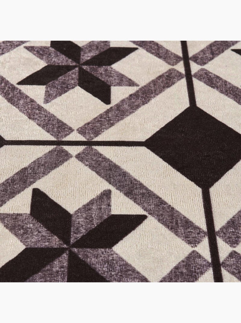 Tapis de cuisine motif carreaux de ciment LYN11 N&B Noir - Kiabi