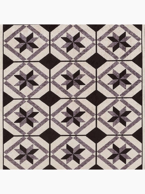 Tapis de cuisine motif carreaux de ciment LYN11 N&B - Kiabi