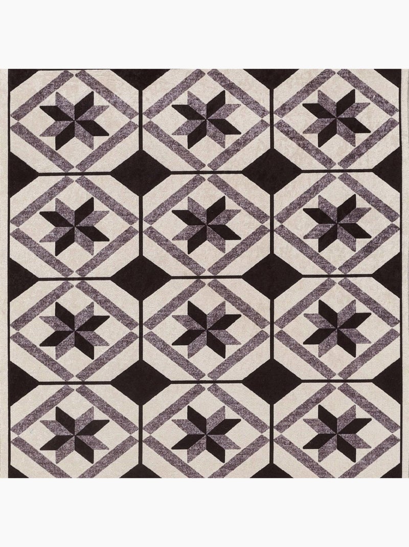 Tapis de cuisine motif carreaux de ciment LYN11 N&B Noir - Kiabi