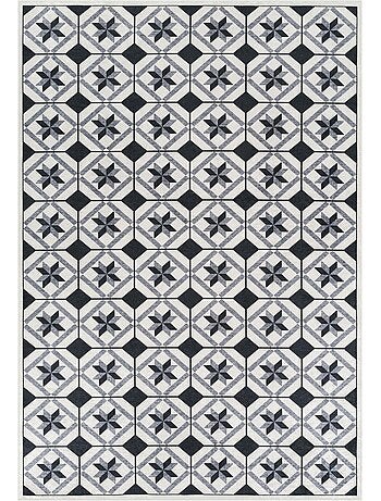 Tapis de cuisine motif carreaux de ciment lyn11 n&b