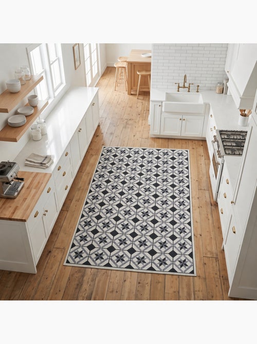 Tapis de cuisine, motif géométrique kilim tissé, lyn11 n&b - Kiabi