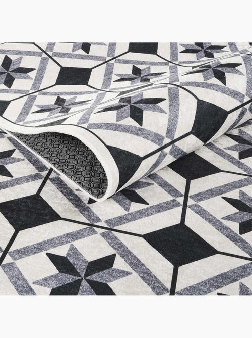 Tapis de cuisine, motif géométrique kilim tissé, lyn11 n&b - Kiabi