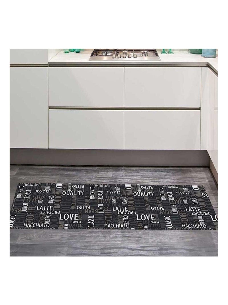 Tapis de cuisine motif texte CAFE LOVE Gris - Kiabi
