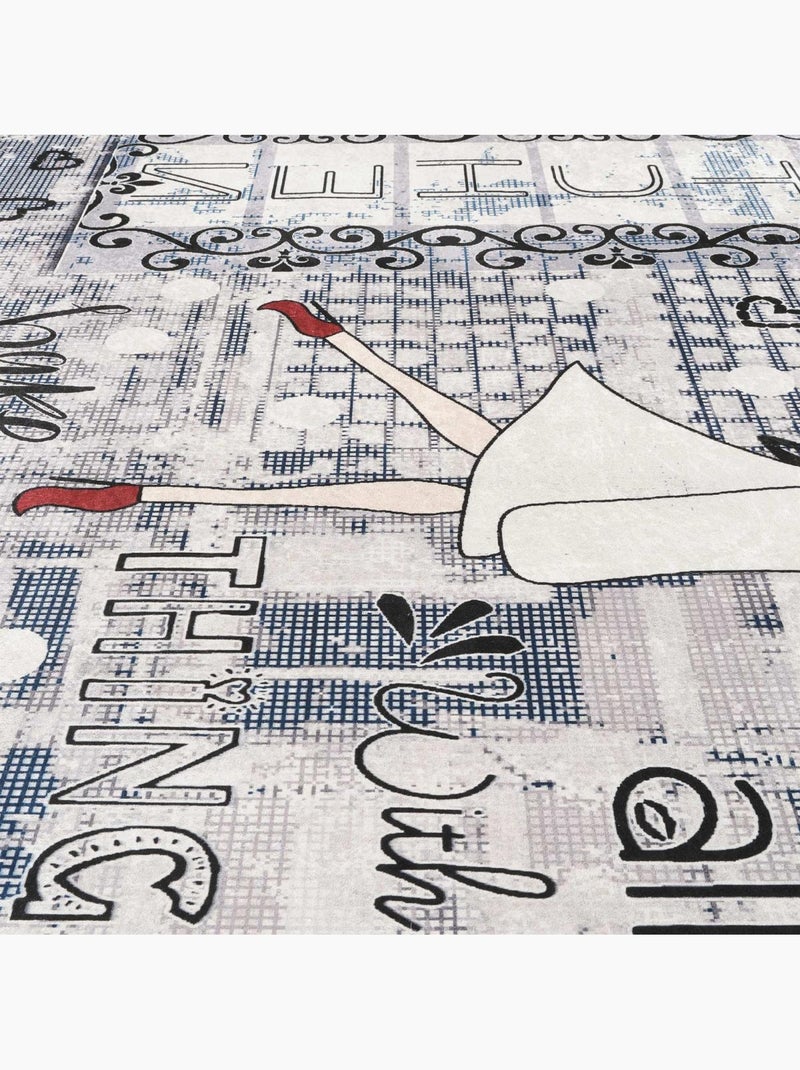 Tapis de cuisine, motif texte kilim tissé, lavable en machine lyn11 chef Gris - Kiabi