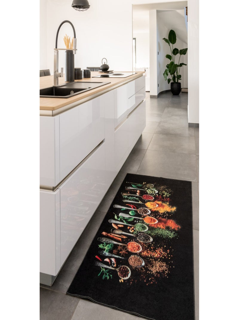 Tapis de cuisine motifs épices Noir - Kiabi