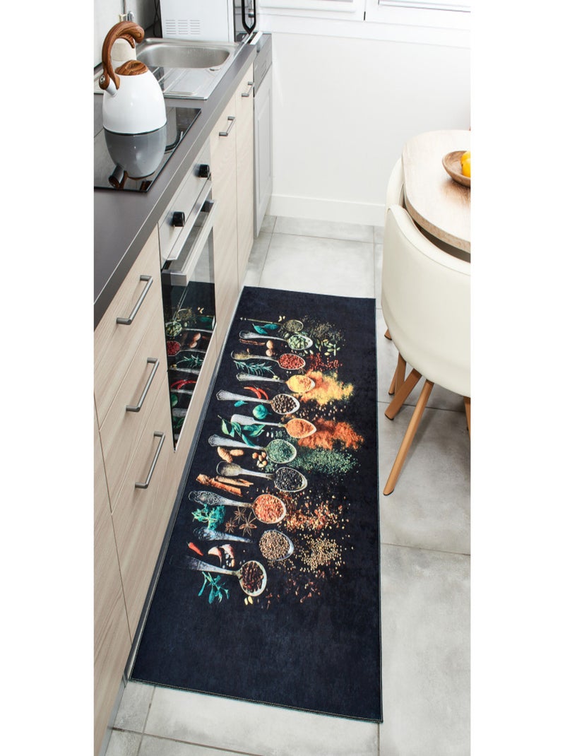 Tapis de cuisine motifs épices Noir - Kiabi