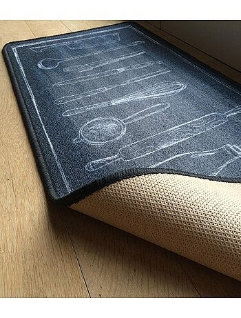 Tapis De Cuisine Noir Motif Couverts