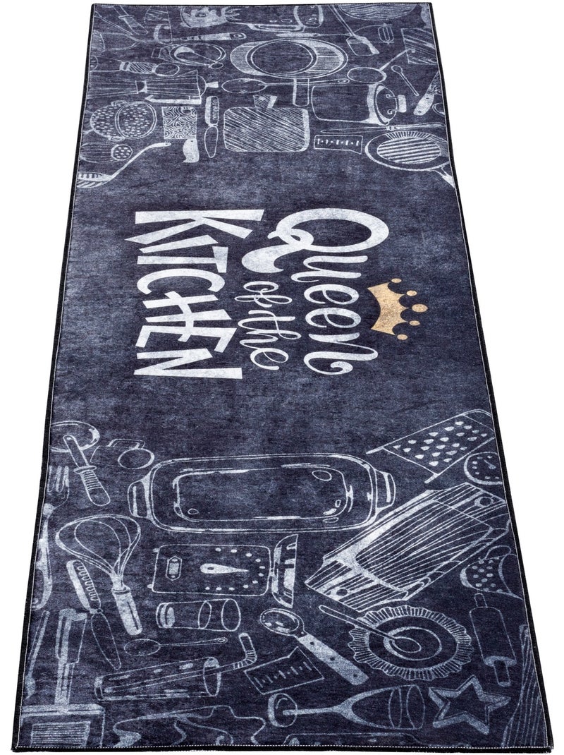Tapis de Cuisine “Queen of the Kitchen” Noir - Kiabi