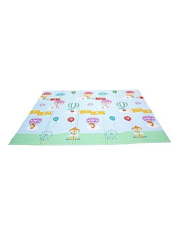 Tapis de jeu d’éveil pliable pour enfant bébé double face 2 en 1 Hot Air Balloons Fantasy Fields