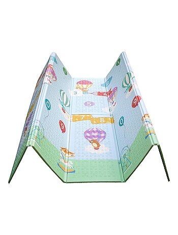 Tapis de jeu d’éveil pliable pour enfant bébé double face 2 en 1 Hot Air Balloons Fantasy Fields