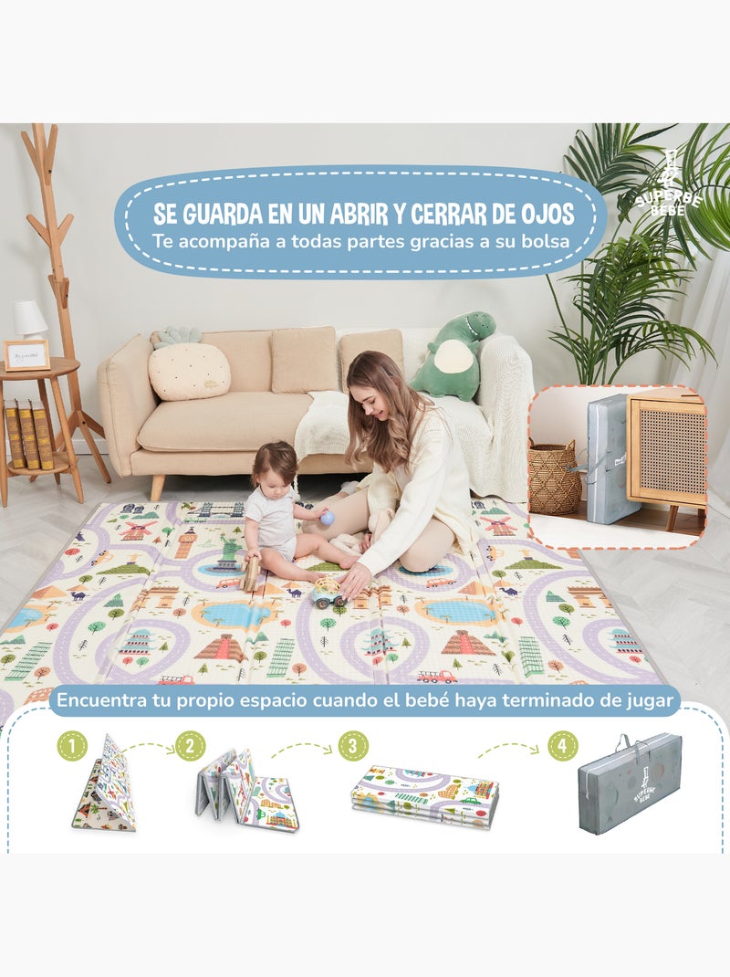 Tapis de Jeu en mousse, épais et pliable pour enfants - MONUMENTS | SUPERBE BEBE Blanc Marron Gris - Kiabi