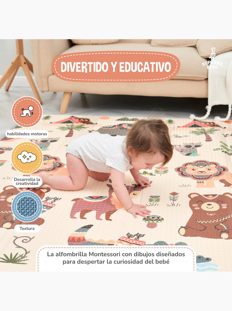Tapis de Jeu en mousse, épais et pliable pour enfants - MONUMENTS | SUPERBE BEBE Blanc Marron Gris - Kiabi