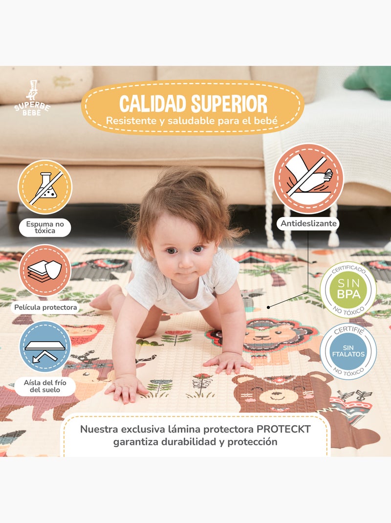 Tapis de Jeu en mousse, épais et pliable pour enfants - MONUMENTS | SUPERBE BEBE Blanc Marron Gris - Kiabi