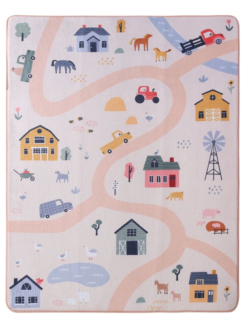 Tapis de jeu enfant à mémoire de forme CLOUD PLAY FARM 160 x 120 Multicolore - Kiabi