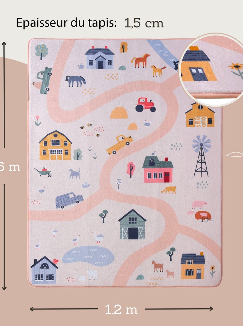 Tapis de jeu enfant à mémoire de forme CLOUD PLAY FARM 160 x 120 Multicolore - Kiabi