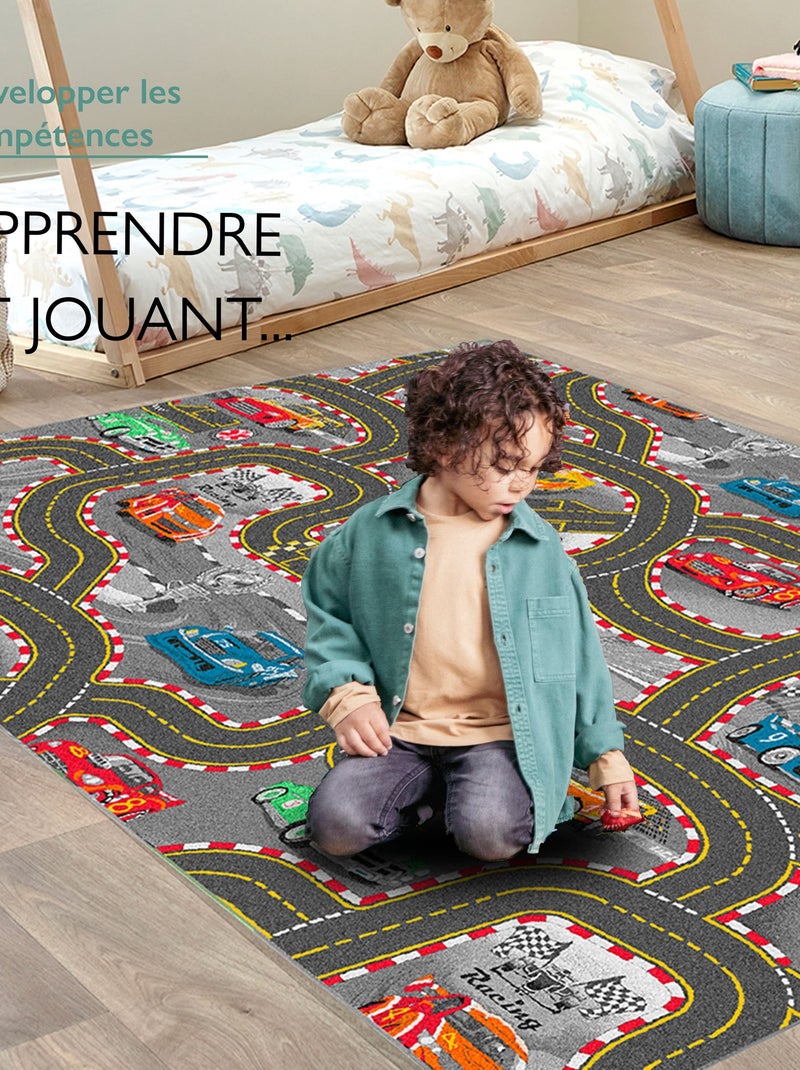 Tapis de Jeu Enfant, Carpet Studio, Racer, Lavable, Antidérapant Gris - Kiabi