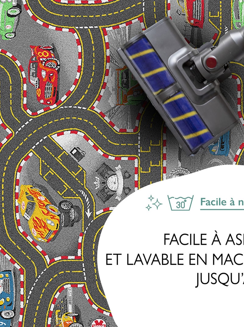 Tapis de Jeu Enfant, Carpet Studio, Racer, Lavable, Antidérapant Gris - Kiabi