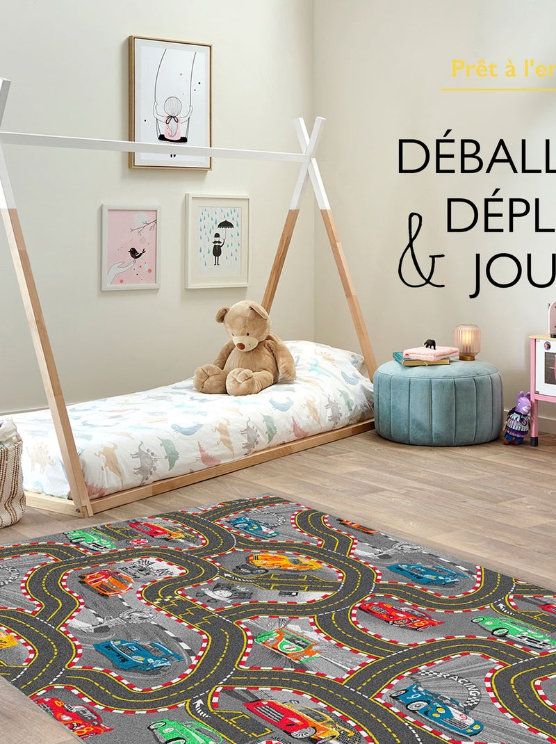 Tapis de Jeu Enfant, Carpet Studio, Racer, Lavable, Antidérapant Gris - Kiabi