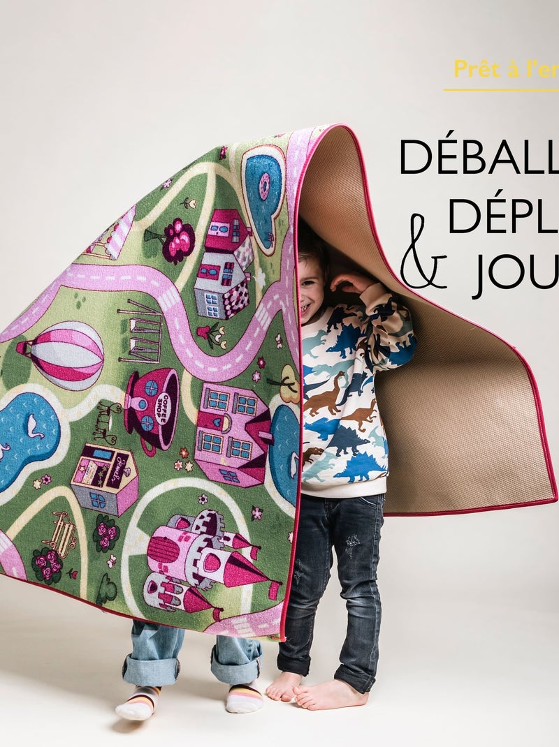 Tapis de Jeu Enfant, Carpet Studio, Sweet Town, Lavable, Antidérapant Rose - Kiabi