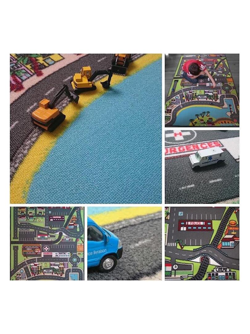 Tapis de jeu pour enfant Disney Cars bleu circuit de route rond