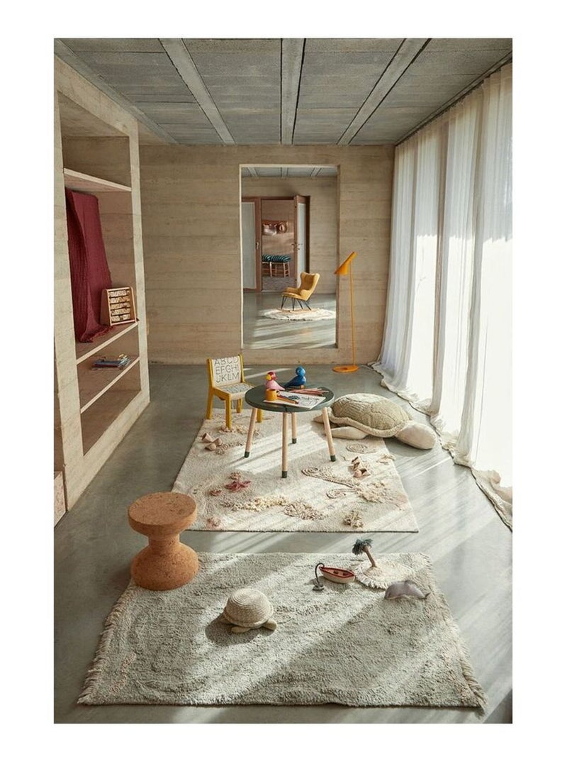 Tapis de jeu enfant coton lavable en machine Seabed Ecru - Kiabi