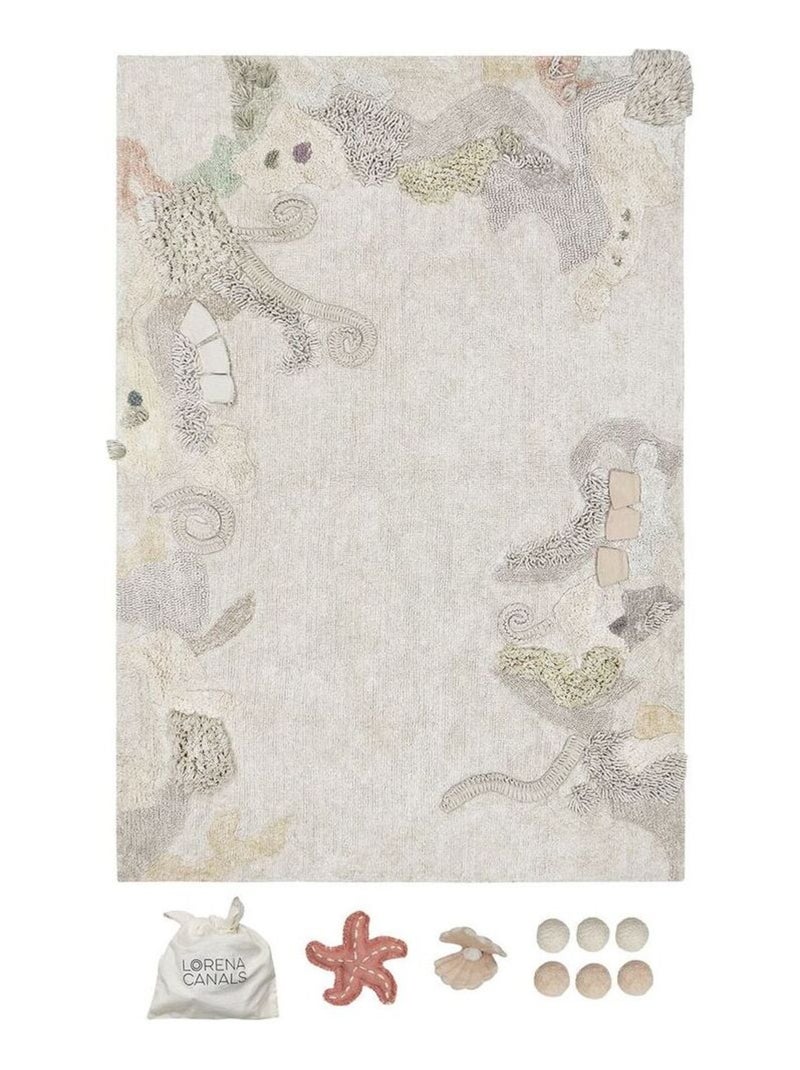 Tapis de jeu enfant coton lavable en machine Seabed Ecru - Kiabi