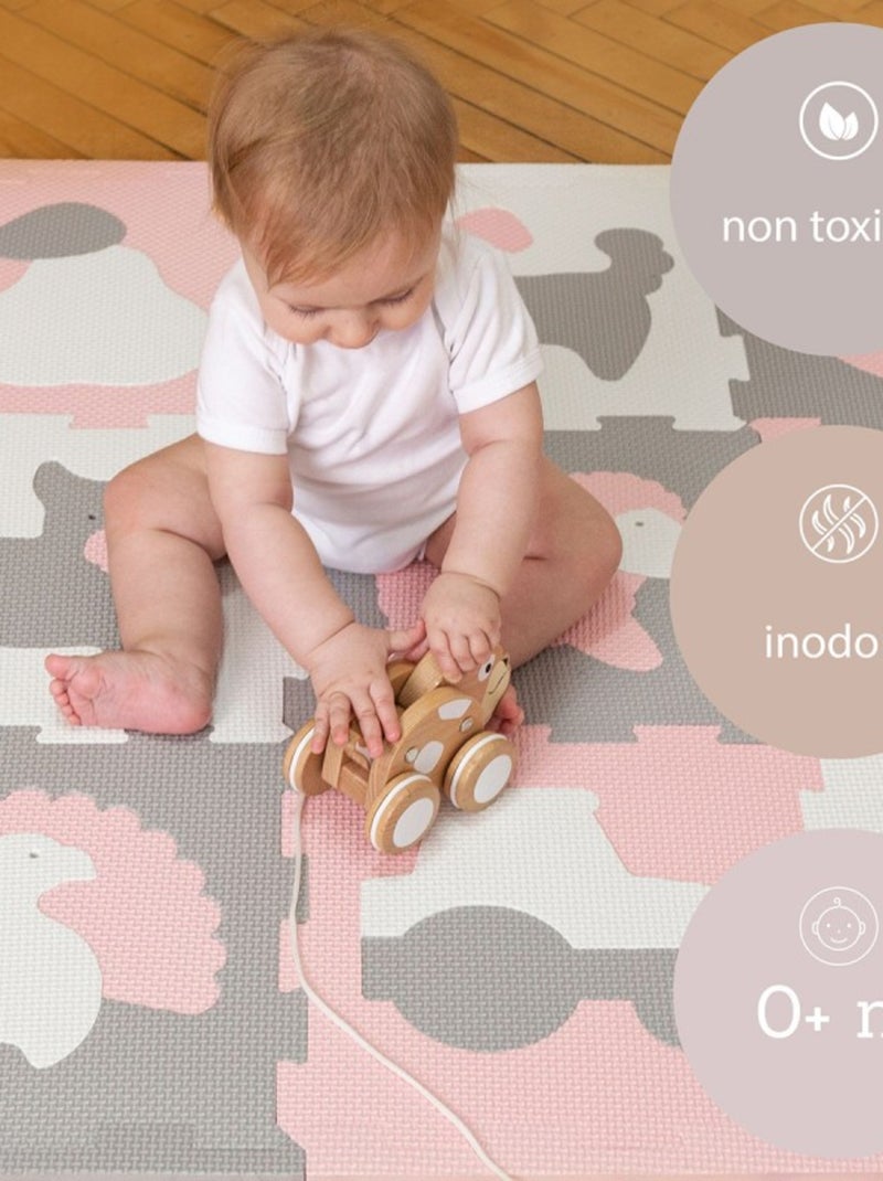 Tapis de jeu mousse à assembler animaux de la ferme Beige - Kiabi