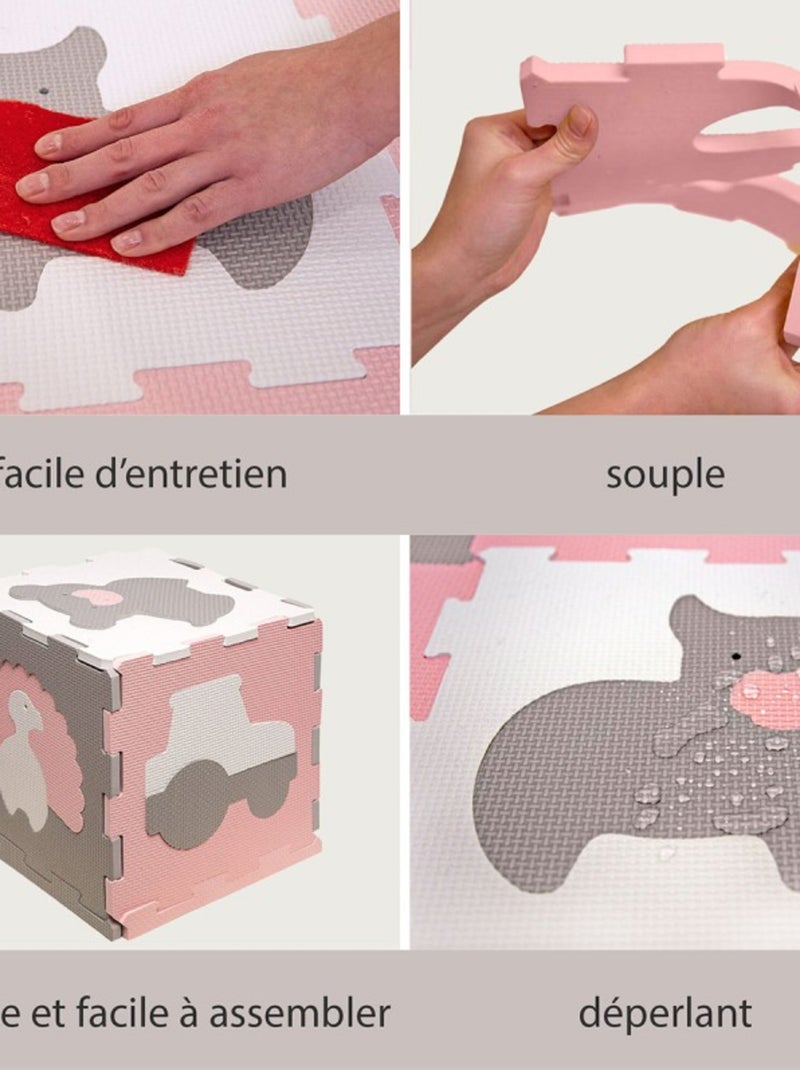 Tapis de jeu mousse à assembler animaux de la ferme Beige - Kiabi