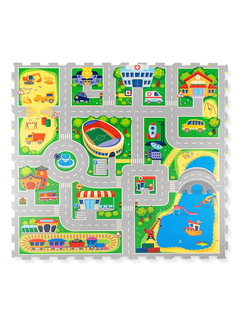 Tapis de jeu mousse à assembler CITY Gris/Multicolore - Kiabi