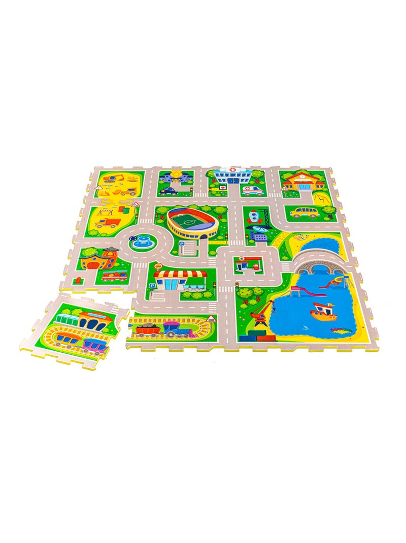 Tapis de jeu mousse à assembler CITY Gris/Multicolore - Kiabi