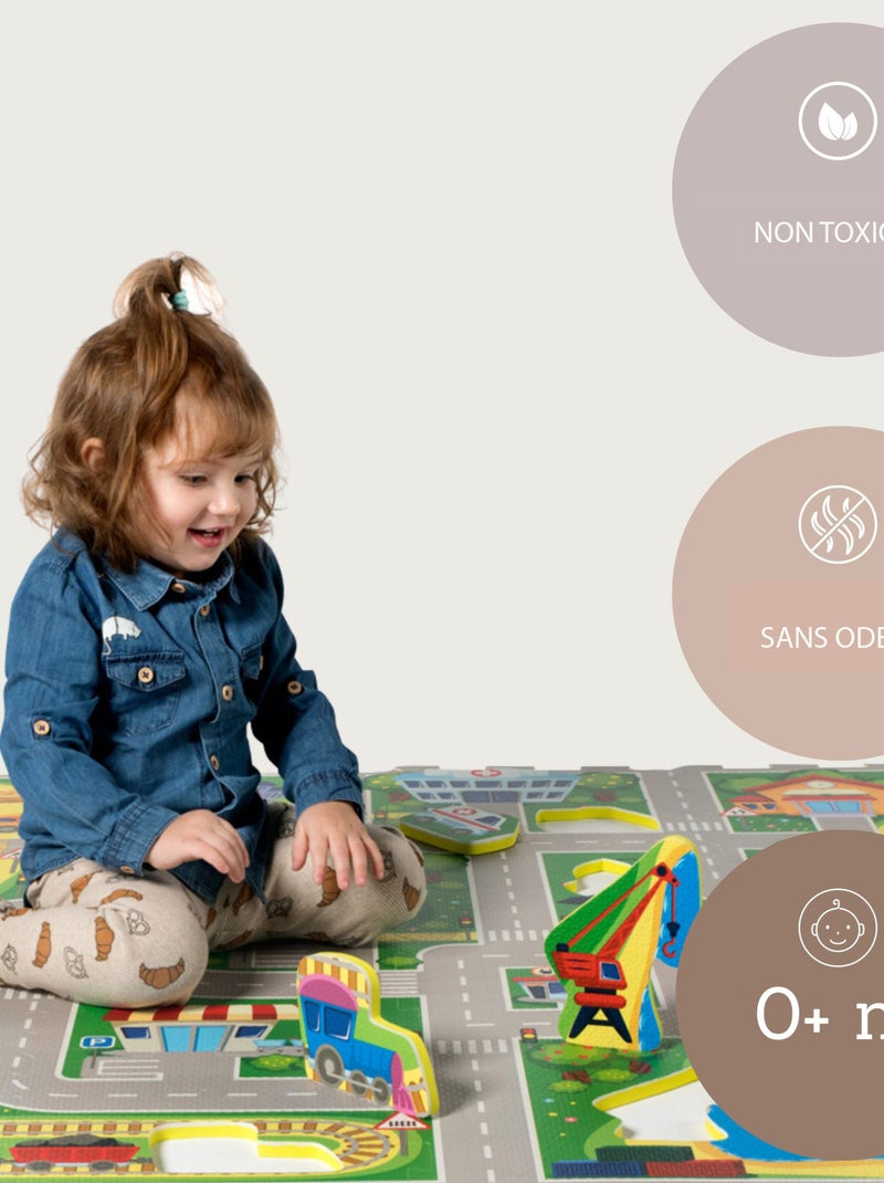 Tapis de jeu mousse à assembler CITY Gris/Multicolore - Kiabi