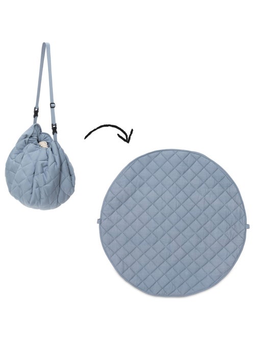 Tapis de jeu nomade 2 en 1 en coton bio Dusty Blue - Kiabi